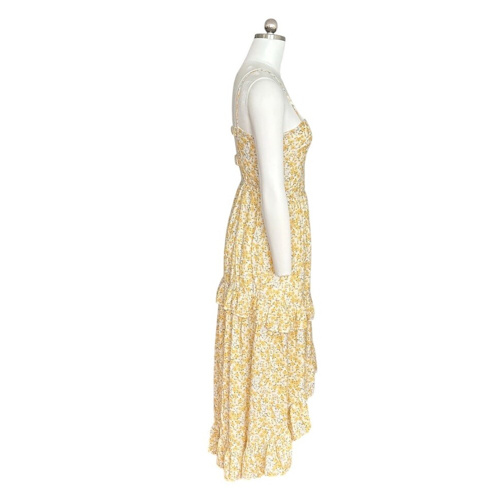 Trixxi Dress Womens XS Ivory Floral Tiered Midi Sundress Square Neck - Picture 7 of 10